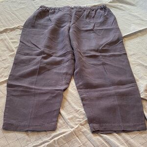 Eileen Fisher Casual Elastic Waist Linen Blend Cropped Pants - blue